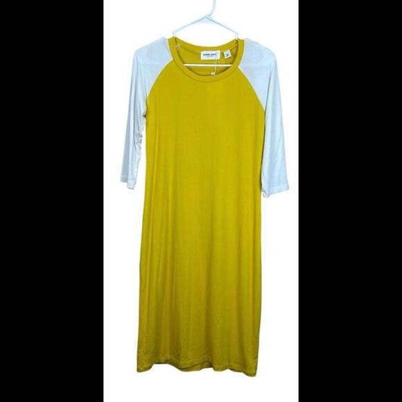 NWT Sonnet James Soft Knit Play Midi Dress size Small Mustard Colorblock - Picture 1 of 5